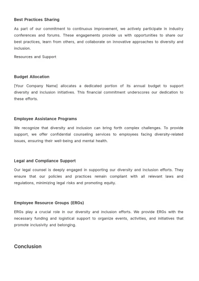 Free Diversity and Inclusion Accountability and Reporting Manual HR Template to Edit Online