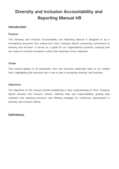 Free Diversity and Inclusion Accountability and Reporting Manual HR Template to Edit Online