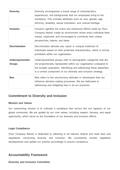 Free Diversity and Inclusion Accountability and Reporting Manual HR Template to Edit Online