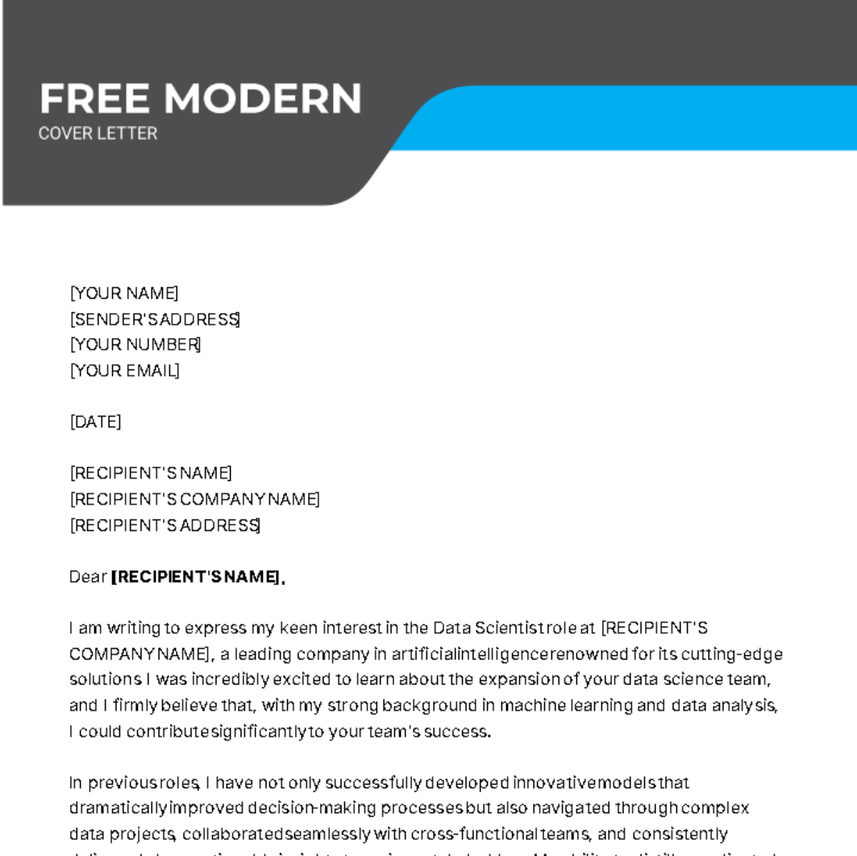 Modern Cover Letter Template Edit Online Download Example   Modern Cover Letter Template Edit Online 1 