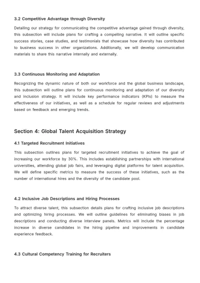 Free Diversity and Inclusion Global Strategy and Implementation HR Template to Edit Online