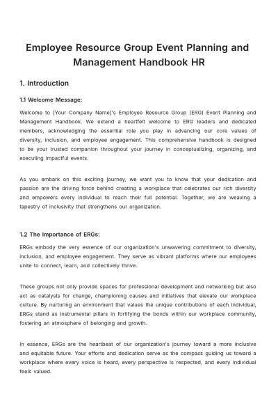 Free Employee Resource Group Event Planning and Management Handbook HR Template to Edit Online