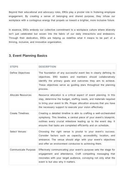 Free Employee Resource Group Event Planning and Management Handbook HR Template to Edit Online