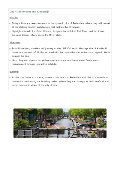 Free Netherlands Itinerary Template to Edit Online