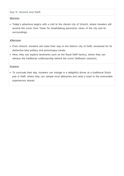 Free Netherlands Itinerary Template to Edit Online