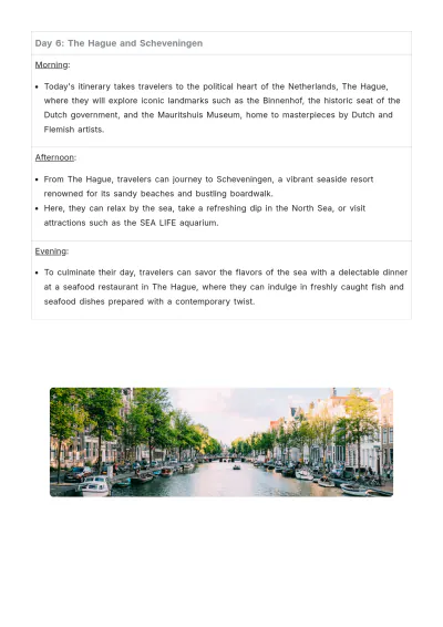 Free Netherlands Itinerary Template to Edit Online
