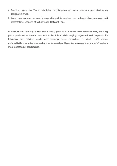 Free 3 Day Yellowstone Itinerary Template to Edit Online