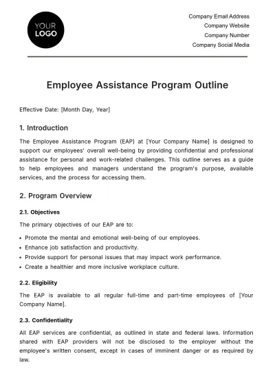Free Employee Assistance Program Outline HR Template to Edit Online