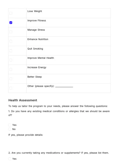 Free Wellness Program Enrollment HR Template to Edit Online