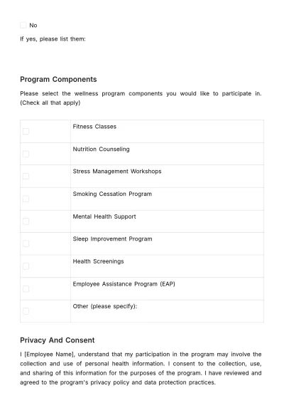 Free Wellness Program Enrollment HR Template to Edit Online