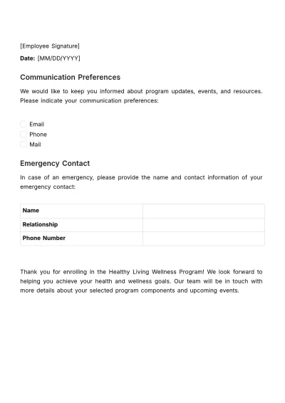 Free Wellness Program Enrollment HR Template to Edit Online