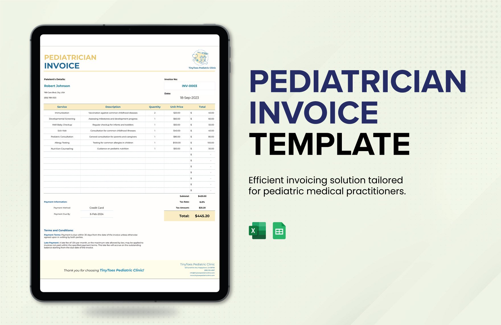 Pediatrician Invoice Template