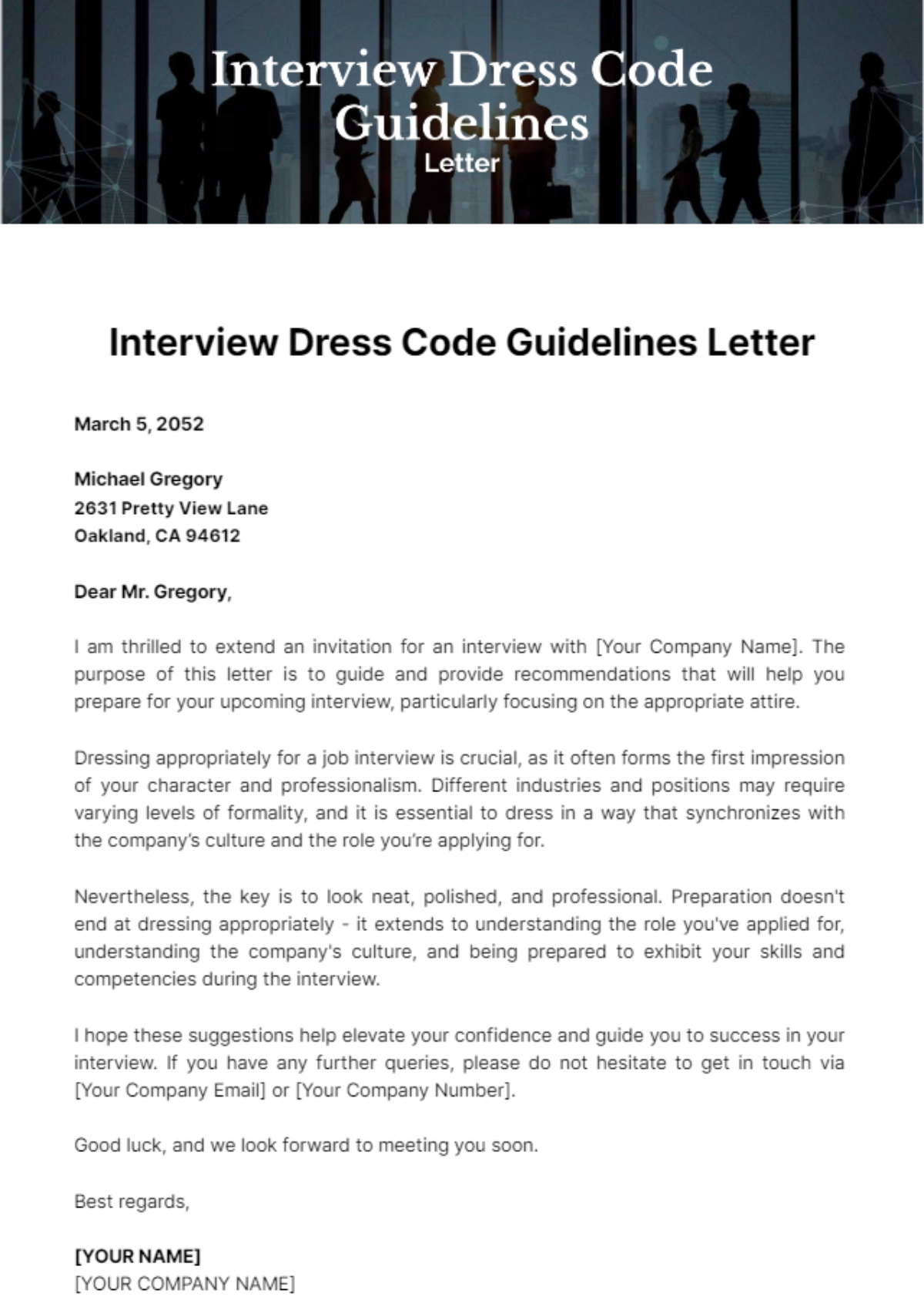 Free Interview Dress Code Guidelines Letter Template