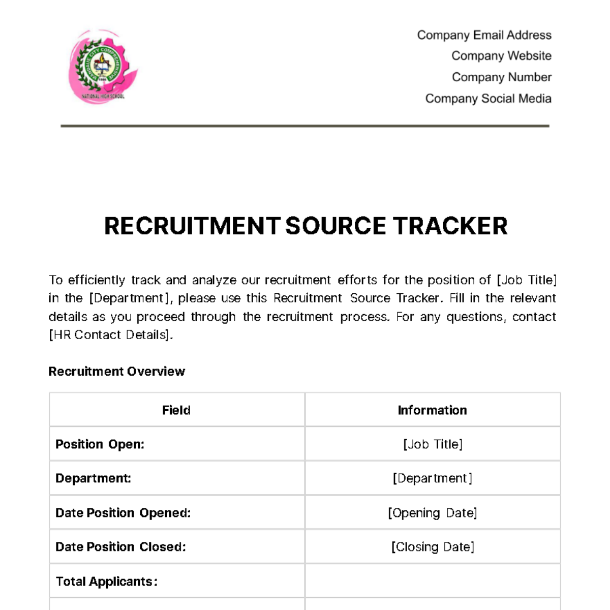 Free Recruitment Source Tracker HR Template