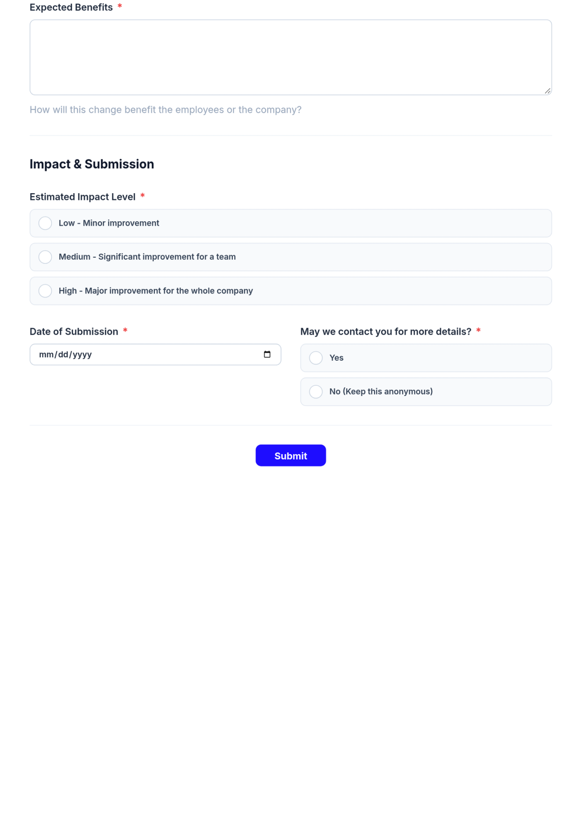 Free Employee Suggestion Form HR Template & AI Maker