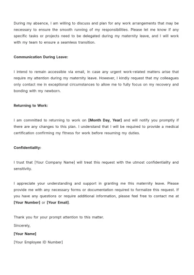 Free Maternity Leave Application HR Template to Edit Online