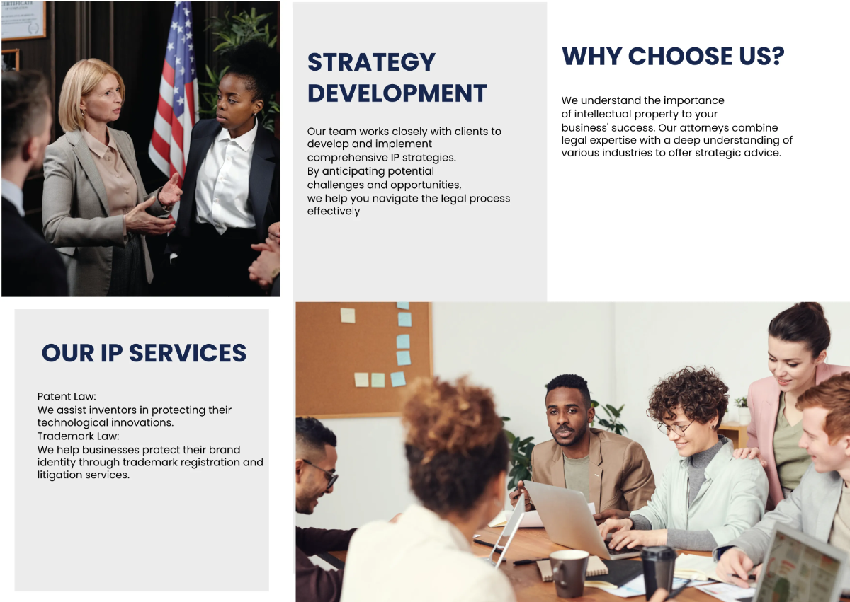 Free Intellectual Property Law Services Brochure Template to Edit Online