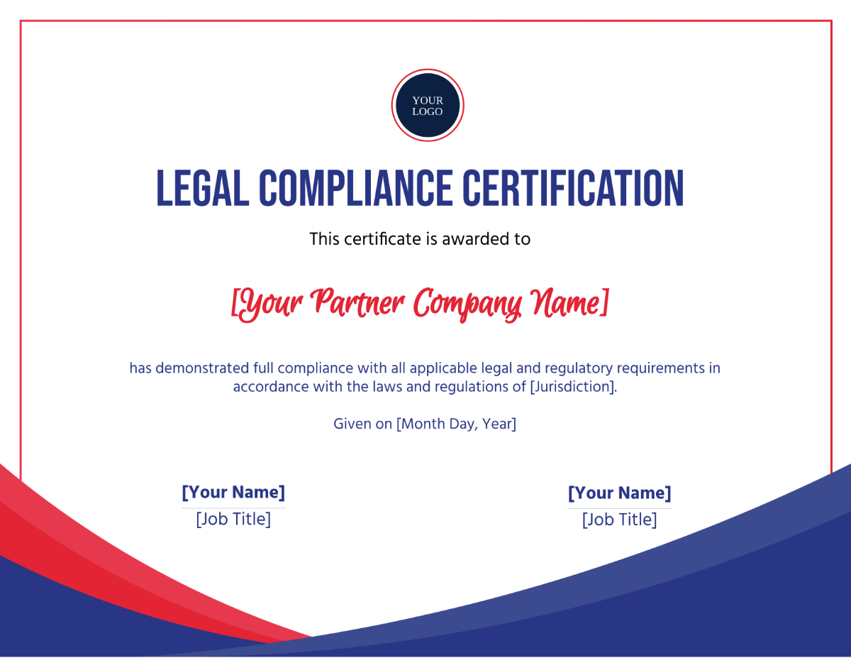 Free Legal Compliance Certification Template