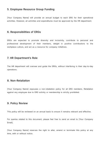 Free Employee Resource Group Membership Policy HR Template to Edit Online