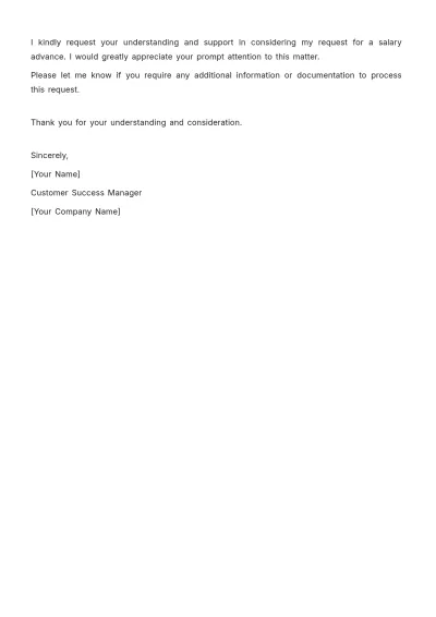 Free Salary Advance Request HR Template to Edit Online