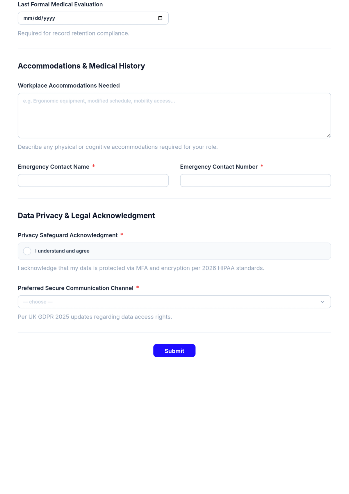 Free Health Assessment Form HR Template & AI Maker