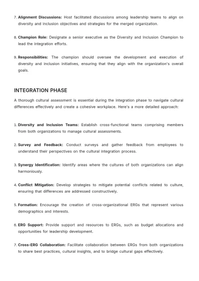 Free Diversity and Inclusion Best Practices in Mergers and Acquisitions HR Template to Edit Online