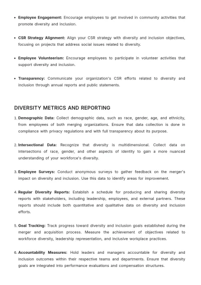 Free Diversity and Inclusion Best Practices in Mergers and Acquisitions HR Template to Edit Online