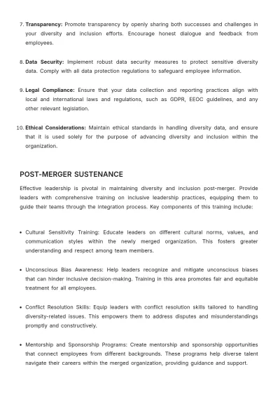Free Diversity and Inclusion Best Practices in Mergers and Acquisitions HR Template to Edit Online