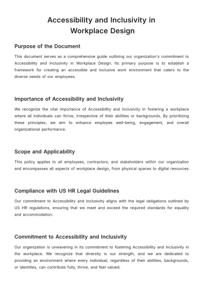 Free Accessibility and Inclusivity in Workplace Design HR Template to Edit Online