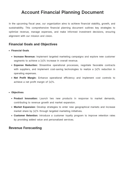 Free Account Financial Planning Document Template to Edit Online