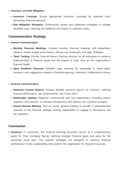 Free Account Financial Planning Document Template to Edit Online