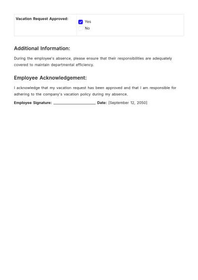 Free Vacation Approval Slip HR Template to Edit Online
