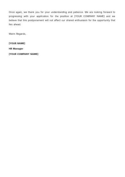 Free Postponed Interview Announcement Letter Template to Edit Online