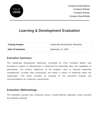 Free Learning & Development Evaluation HR Template to Edit Online