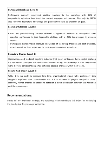 Free Learning & Development Evaluation HR Template to Edit Online