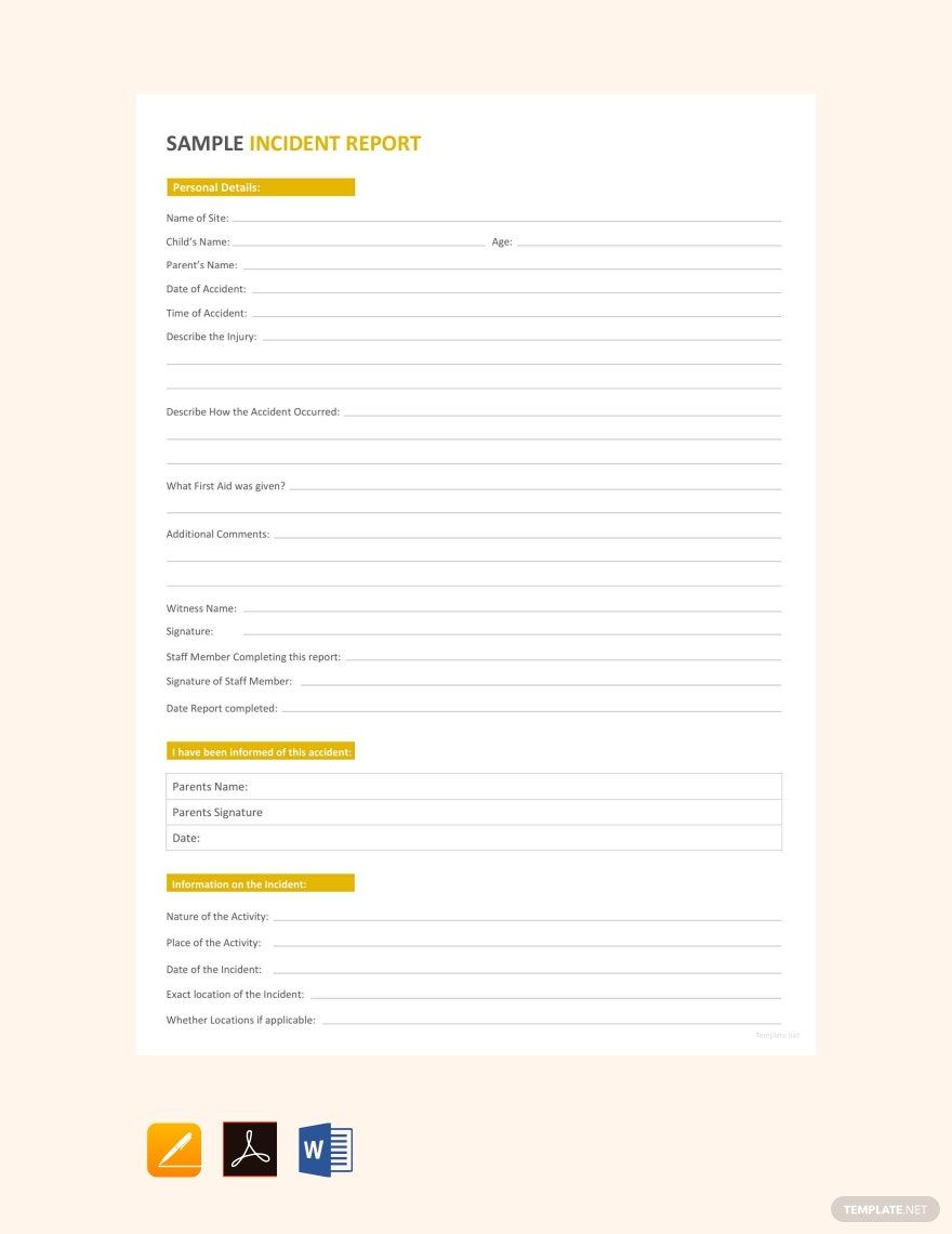 Free Sample Incident Report Template