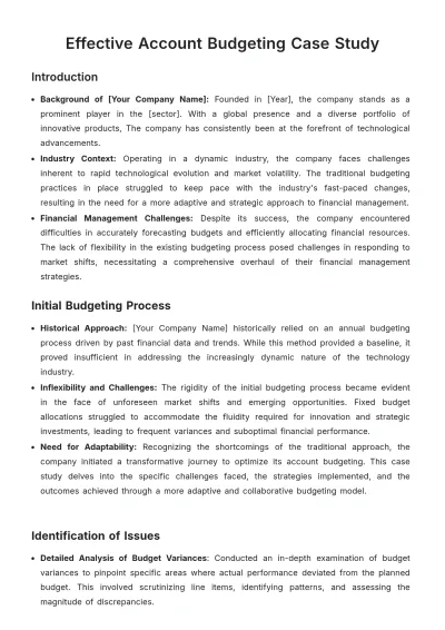 Free Effective Account Budgeting Case Study Template to Edit Online
