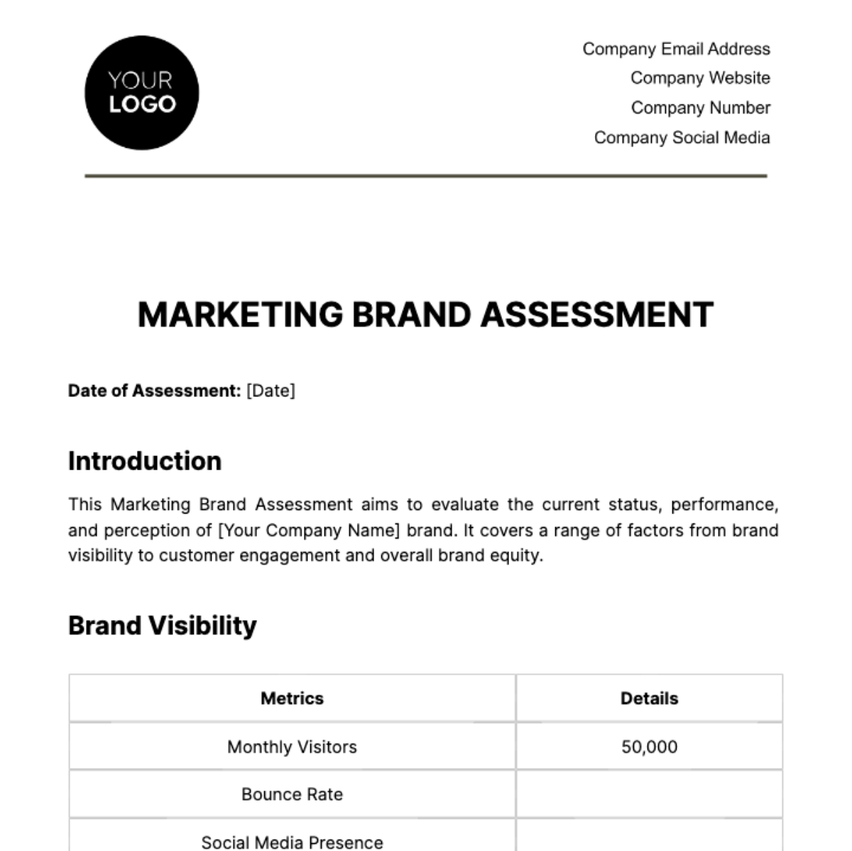 Marketing Brand Assessment Template