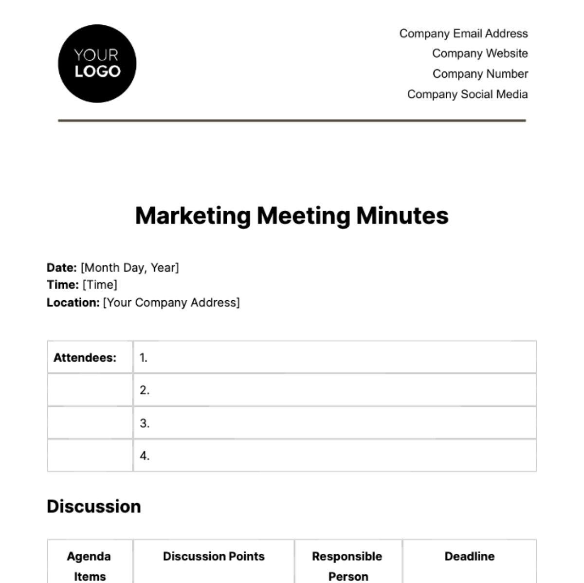 Marketing Meeting Minute Template