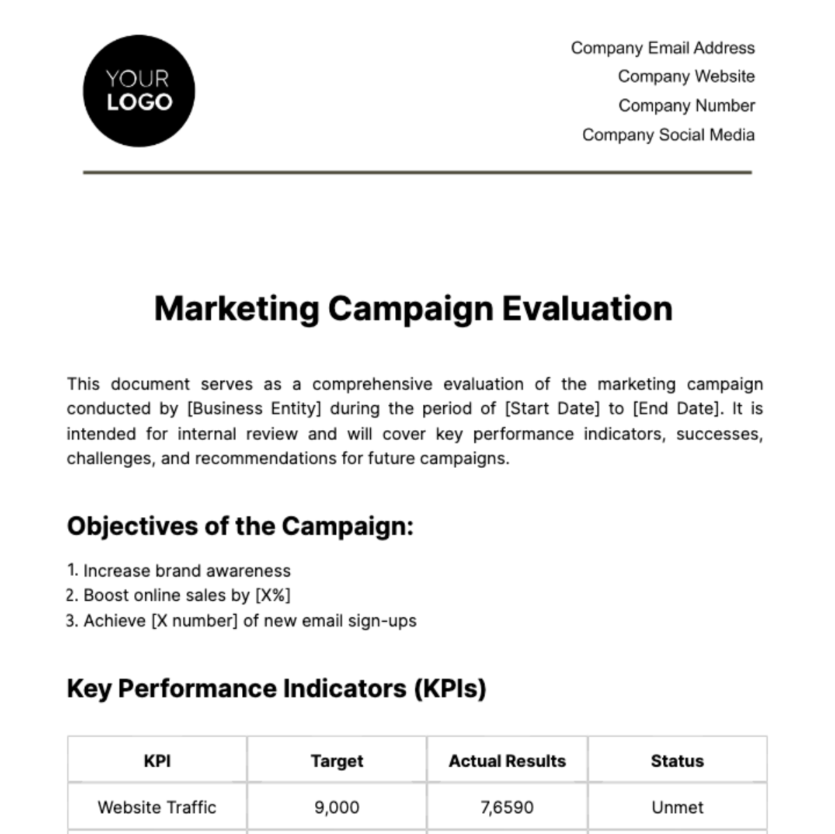 Marketing Campaign Evaluation Template