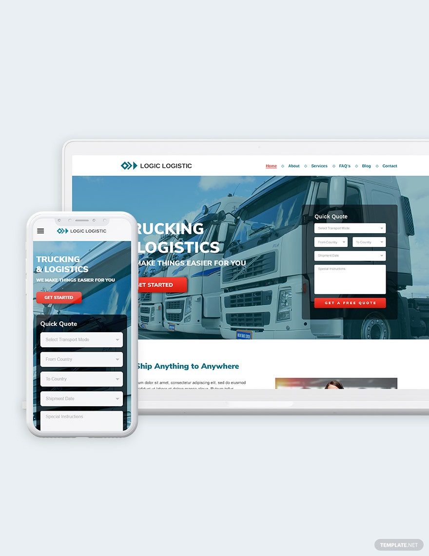 Trucking Logistics Bootstrap Landing Page Template
