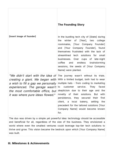 Free Company History & Vision Guide HR Template to Edit Online