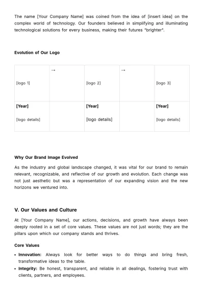 Free Company History & Vision Guide HR Template to Edit Online