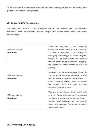 Free Company History & Vision Guide HR Template to Edit Online