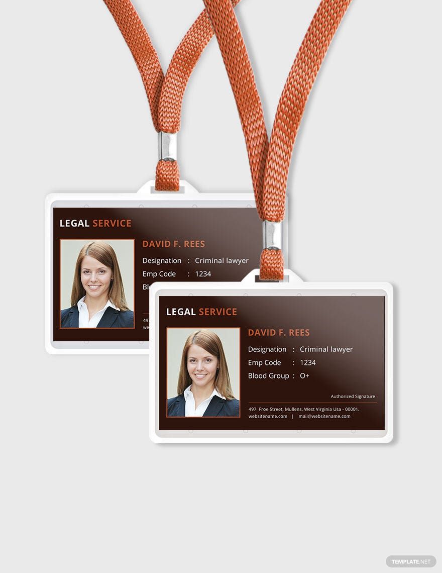 Legal Services ID Card Template