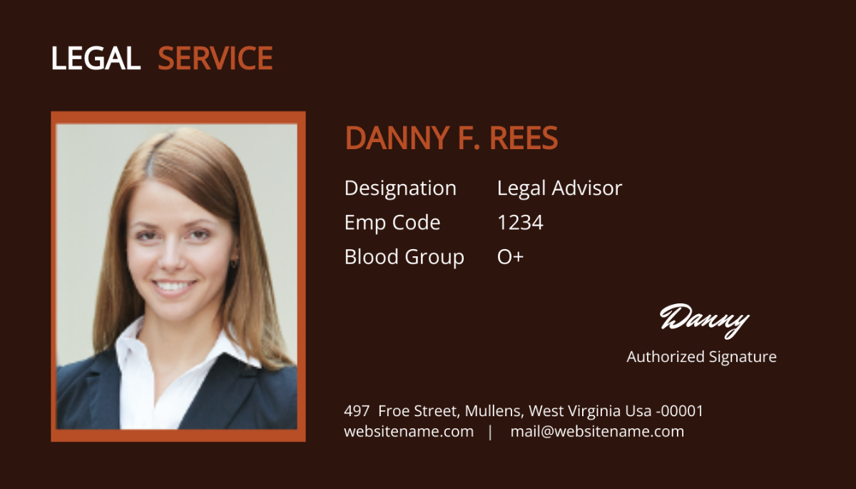 Legal Services ID Card Template