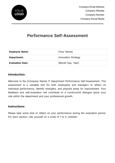 Free Performance Self-Assessment HR Template to Edit Online