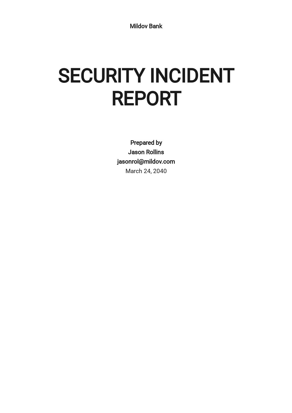 Security Incident Report Template In Google Docs Word Template Net