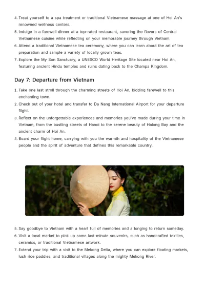 Free Vietnam Trip Itinerary Template to Edit Online