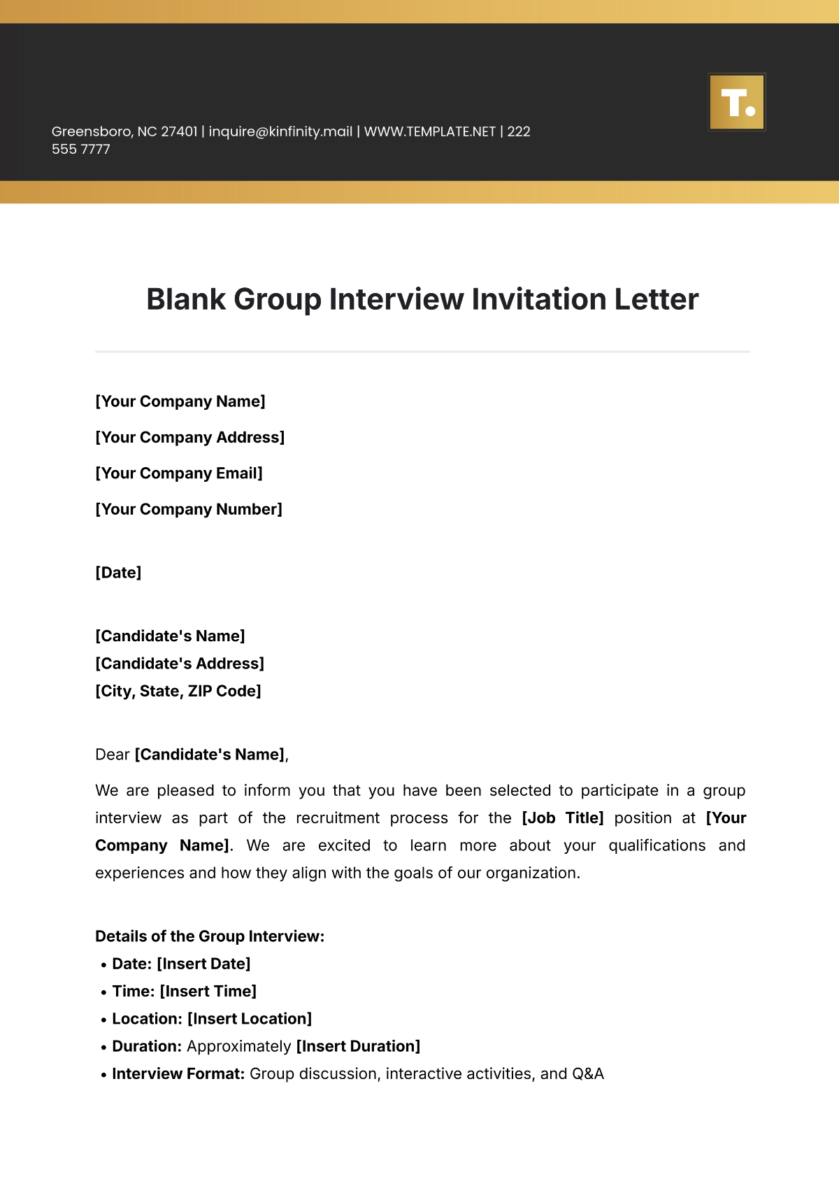 Blank Group Interview Invitation Letter Template - Edit Online & Download